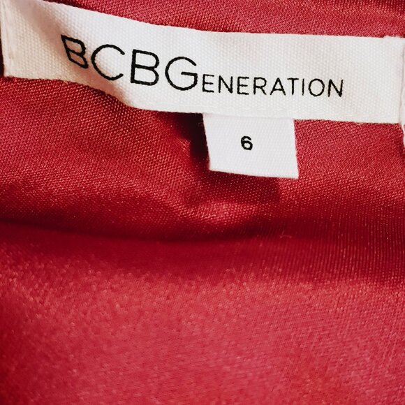 BCBG Polka Dot Layered Mini Dress 6 Rust V-Neck Sleeveless Fully Lined - Picture 6 of 7